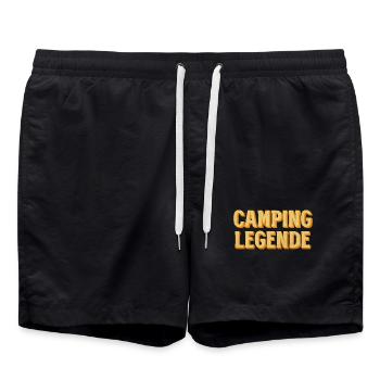 Camping Legende Retro - Badeshorts - Schwarz - Vorne - AI Model Male 185 light (185cm)