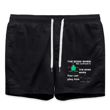 Kämpfer-Mentalität: Du kannst ihn spielen - Badeshorts - Schwarz - Vorne - AI Model Male 185 light (185cm)