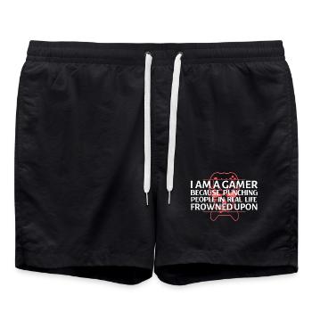 Gamer Punchline Tee - Badeshorts - Schwarz - Vorne - AI Model Male 185 light (185cm)