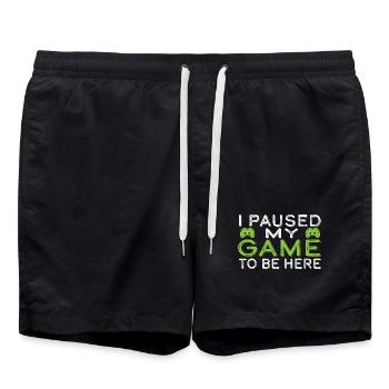 J’ai mis mon jeu en pause pour être ici - Short de bain - noir - Devant - AI Model Male 185 light (185cm)