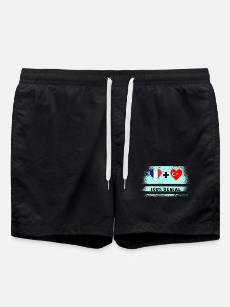 Flag France and Turkey 100% awesome - Swim Trunks - black