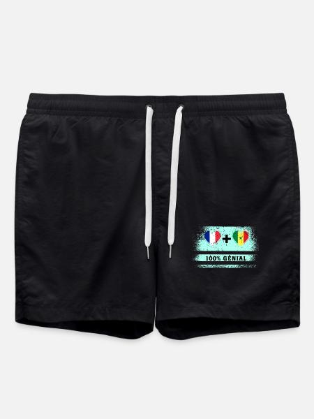 Drapeau France et Sénégal 100% génial - Short de bain - noir