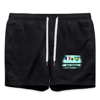 Drapeau France et Suède 100% génial - Short de bain - noir - Devant - AI Model Male 185 light (185cm)