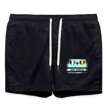 Drapeau de la France et de la Roumanie 100% génial - Short de bain - noir - Devant - AI Model Male 185 light (185cm)