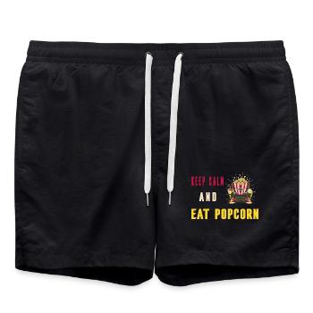 Ruhe bewahren und Popcorn essen - Badeshorts - Schwarz - Vorne - AI Model Male 185 light (185cm)