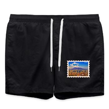 Napoli Skyline Vesuvio - Badeshorts - Schwarz - Vorne - AI Model Male 185 light (185cm)