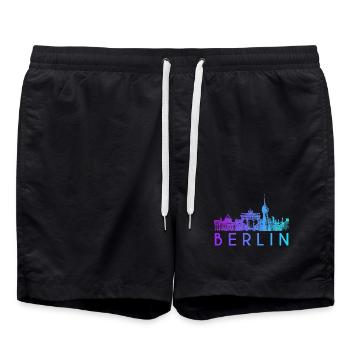 Berlin Skyline - Badeshorts - Schwarz - Vorne - AI Model Male 185 light (185cm)