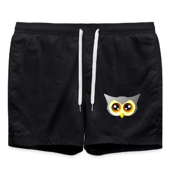 vögel closing, süßes eulengesicht - Badeshorts - Schwarz - Vorne - AI Model Male 185 light (185cm)