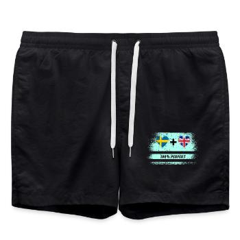 Royaume-Uni & Suède 100% parfait - Short de bain - noir - Devant - AI Model Male 185 light (185cm)