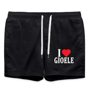 t-shirt I love Gioele t-shirt idée cadeau - Short de bain - noir - Devant - AI Model Male 185 light (185cm)