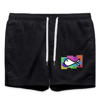 SARDINE. FISCH. APRILSCHERZ. OSTERN. MEER - Badeshorts - Schwarz - Vorne - AI Model Male 185 light (185cm)