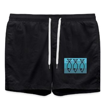 SARDINE. FISH. APRIL FOOL. EASTER. SEA - Swim Trunks - black - Front - AI Model Male 185 light (185cm)