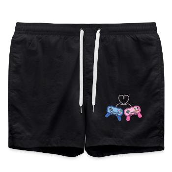 Gaming Gamer Paar Männer Frauen Valentinstag - Badeshorts - Schwarz - Vorne - AI Model Male 185 light (185cm)