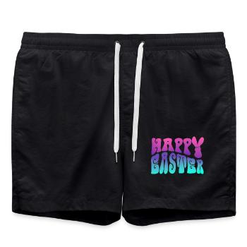 Happy Easter Schriftzug - Badeshorts - Schwarz - Vorne - AI Model Male 185 light (185cm)