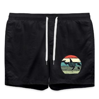 Retro Whale Sunset Circle - Swim Trunks - black - Front - AI Model Male 185 light (185cm)