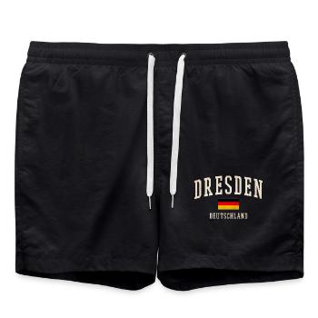 Dresden Flagge Vintage Design - Badeshorts - Schwarz - Vorne - AI Model Male 185 light (185cm)