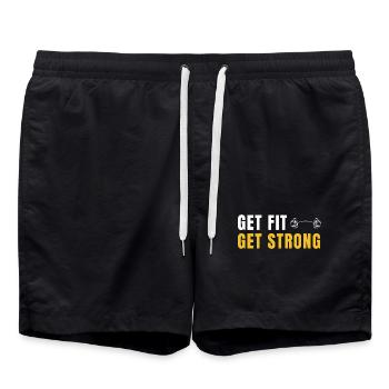 Get Fit Get Strong - Cadeau Fitness avec Haltères - Short de bain - noir - Devant - AI Model Male 185 light (185cm)