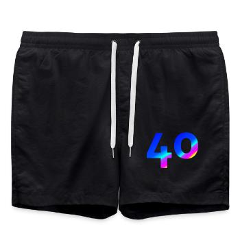 feiern, 40 blauer farbverlauf mit bunten Farben - Badeshorts - Schwarz - Vorne - AI Model Male 185 light (185cm)