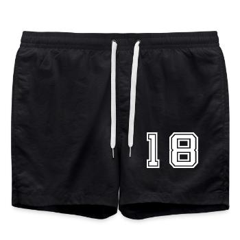 18.Geburtstag volljährig - Badeshorts - Schwarz - Vorne - AI Model Male 185 light (185cm)