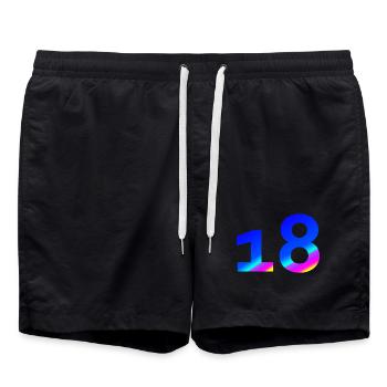 verschenken, 18 blauton mit Farbverlauf - Badeshorts - Schwarz - Vorne - AI Model Male 185 light (185cm)