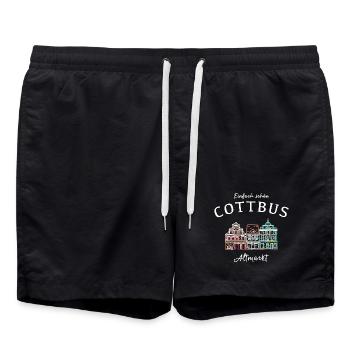 Cottbus Altmarkt, Einfach schön! Brandenburg - Badeshorts - Schwarz - Vorne - AI Model Male 185 light (185cm)