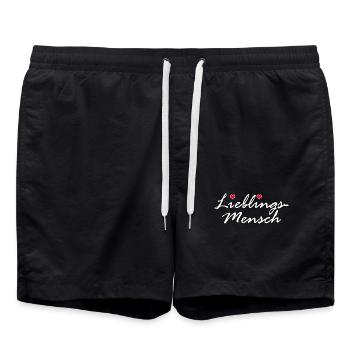 LIEBLINGSMENSCH LIEBE HERZ VALENTINSTAG GESCHENK - Badeshorts - Schwarz - Vorne - AI Model Male 185 light (185cm)