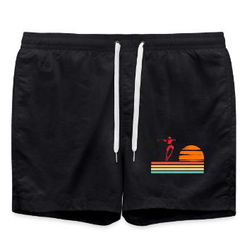 Skateboarding Cool Skater Boy Sonnenuntergang - Badeshorts - Schwarz - Vorne - AI Model Male 185 light (185cm)