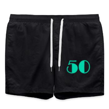 50 JAHRE. 50-jähriges Jubiläum. GEBURTSTAG 50 JAHRE. 50 - Badeshorts - Schwarz - Vorne - AI Model Male 185 light (185cm)