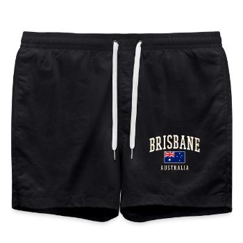 Brisbane Australien Vintage Flag Design - Badeshorts - Schwarz - Vorne - AI Model Male 185 light (185cm)