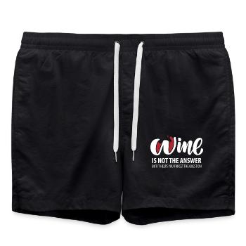 Wein ist nicht die Antwort (dunkel) - Badeshorts - Schwarz - Vorne - AI Model Male 185 light (185cm)