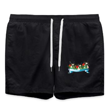 prairie printanière colorée avec des fleurs et des insectes - Short de bain - noir - Devant - AI Model Male 185 light (185cm)