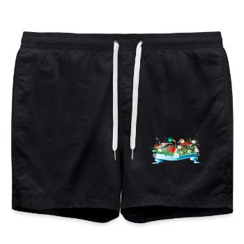 Couple de canards dans le lac avec une rive printanière - Short de bain - noir - Devant - AI Model Male 185 light (185cm)