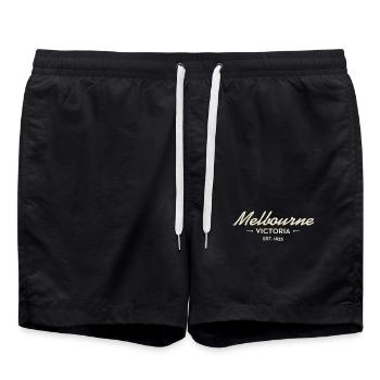 Melbourne Vintage Est 1835 - Badeshorts - Schwarz - Vorne - AI Model Male 185 light (185cm)