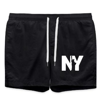 New York Statue - Badeshorts - Schwarz - Vorne - AI Model Male 185 light (185cm)