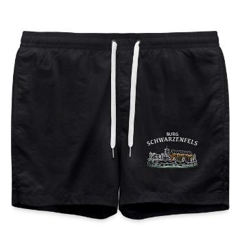 Burg Schwarzenfels, Sinntal, Spessart, Hessen - Badeshorts - Schwarz - Vorne - AI Model Male 185 light (185cm)
