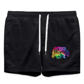 Mama Bear Tie Dye Batik Bear - Swim Trunks - black - Front - AI Model Male 185 light (185cm)