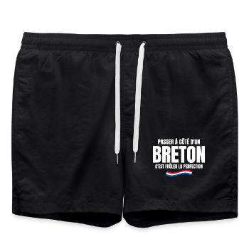 Bretagne, Bretagne humour, je suis Breton - Short de bain - noir - Devant - AI Model Male 185 light (185cm)