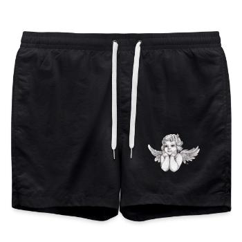 Kleine träumerische Engel-Putte - Badeshorts - Schwarz - Vorne - AI Model Male 185 light (185cm)