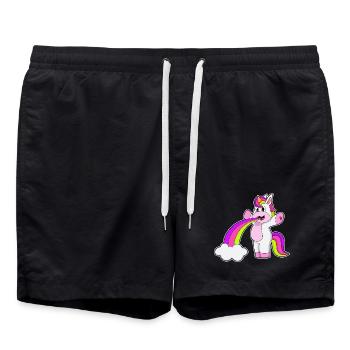 Einhorn Wolken Regenbogen - Badeshorts - Schwarz - Vorne - AI Model Male 185 light (185cm)