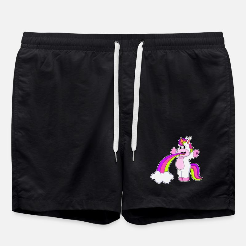 Einhorn Regenbogen Wolken - Badeshorts - Schwarz