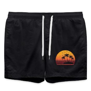 Soleil Palmier Rétro - Short de bain - noir - Devant - AI Model Male 185 light (185cm)