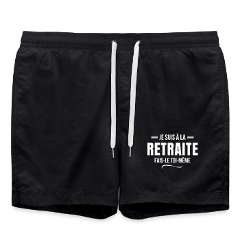 retraite, je suis retraité, je suis retraitée - Short de bain - noir - Devant - AI Model Male 185 light (185cm)