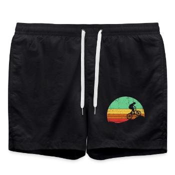 Retro Sonnenuntergang Radfahrer Silhouette - Badeshorts - Schwarz - Vorne - AI Model Male 185 light (185cm)