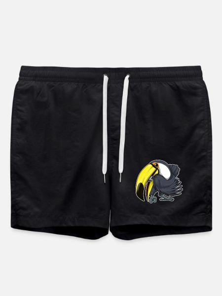Toucan Musician Harmonica Music - Swim Trunks - black