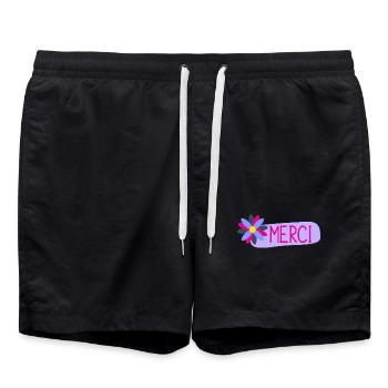 MERCI. THANKS. THANK YOU. ANNIVERSAIRE. NAISSANCE. - Short de bain - noir - Devant - AI Model Male 185 light (185cm)