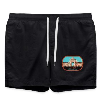 Écusson Porte Rue Augusta, Lisbonne Portugal - Short de bain - noir - Devant - AI Model Male 185 light (185cm)