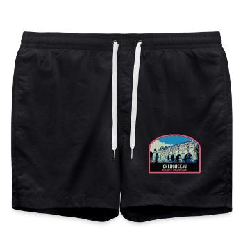 Château de Chenonceau, Vallée de la Loire, France - Short de bain - noir - Devant - AI Model Male 185 light (185cm)