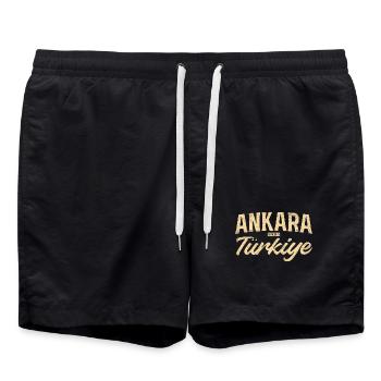 Ankara Türkiye Vintage Lettrage - Short de bain - noir - Devant - AI Model Male 185 light (185cm)