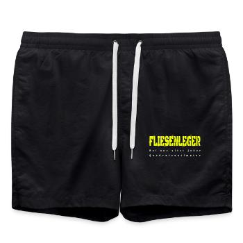 Fliesenleger Design - Badeshorts - Schwarz - Vorne - AI Model Male 185 light (185cm)