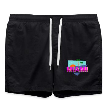 Miami Rétro - Short de bain - noir - Devant - AI Model Male 185 light (185cm)